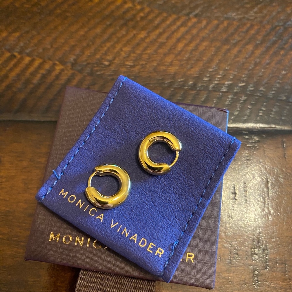 Monica Vinader Click Huggie Hoop Earrings Gold